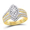 Image 1 : Princess Diamond Oval Bridal Wedding Ring Band Set 1 Cttw 14kt Yellow Gold - REF-76K5Y