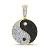 Image 1 : Mens Round Black Color Enhanced Diamond Yin Yang Charm Pendant 1-3/4 Cttw 10kt Yellow Gold - REF-71R