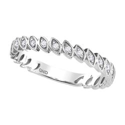 Womens Round Diamond Marquise Shape Stackable Band Ring 1/10 Cttw 10kt White Gold - REF-10M5H