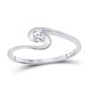 Image 1 : Womens Round Diamond Solitaire Swirl Promise Ring 1/10 Cttw 10kt White Gold - REF-11M9H