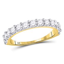 Womens Round Diamond Single Row Band Ring 1 Cttw 14kt Yellow Gold - REF-76H5R