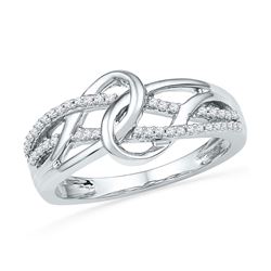 Womens Round Diamond Infinity Loop Knot Lasso Ring 1/6 Cttw 10kt White Gold - REF-21M9H