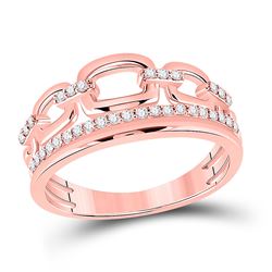 Womens Round Diamond Chain Link Fashion Ring 1/4 Cttw 14kt Rose Gold - REF-32A5M