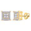 Image 1 : Mens Round Diamond Square Earrings 1/3 Cttw 14kt Yellow Gold - REF-27N9F
