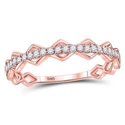 Womens Round Diamond Link Stackable Band Ring 1/5 Cttw 10kt Rose Gold - REF-16W5K