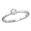 Image 1 : Womens Round Diamond Solitaire Ring 1/8 Cttw 10kt White Gold - REF-15K5Y