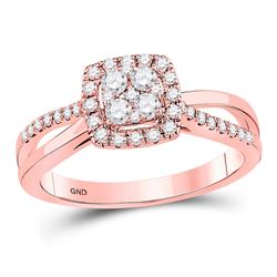 Round Diamond Square Bridal Wedding Engagement Ring 1/2 Cttw 14kt Rose Gold - REF-43F5W