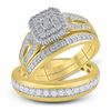 Image 1 : His Hers Round Diamond Matching Wedding Set 1-1/5 Cttw 10kt Yellow Gold - REF-63Y5N