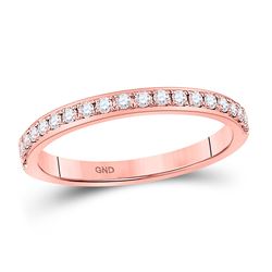 Womens Round Diamond Wedding Single Row Band 1/4 Cttw 14kt Rose Gold - REF-19A5M