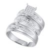 Image 1 : His Hers Round Diamond Cluster Matching Wedding Set 1/3 Cttw 10kt White Gold - REF-55F9W