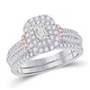 Image 1 : Emerald Diamond Bridal Wedding Ring Band Set 1 Cttw 14kt Two-tone Gold - REF-109H5R