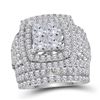 Image 1 : Princess Diamond Bridal Wedding Ring Band Set 5 Cttw 14kt White Gold - REF-428H5R