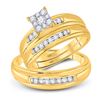 Image 1 : His Hers Round Diamond Cluster Matching Wedding Set 1/2 Cttw 10kt Yellow Gold - REF-43X5A