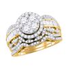 Image 1 : Round Diamond Cluster Bridal Wedding Ring Band Set 1-1/2 Cttw 14kt Yellow Gold - REF-112Y5N