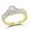 Image 1 : Round Diamond Twist Bridal Wedding Ring Band Set 1/2 Cttw 10kt Yellow Gold - REF-41Y9N