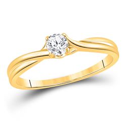 Womens Round Diamond Solitaire Bridal Wedding Engagement Ring 1/4 Cttw 14kt Yellow Gold - REF-30F9W