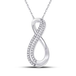 Womens Round Diamond Infinity Pendant 1/8 Cttw 10kt White Gold - REF-13K9Y