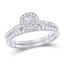Princess Diamond Bridal Wedding Ring Band Set 1/2 Cttw 14kt White Gold - REF-43K5Y