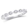Image 1 : Womens Round Diamond Twist Stackable Band Ring 1/10 Cttw 14kt White Gold - REF-18W9K