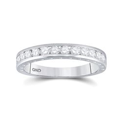 Womens Round Diamond Wedding Band 1/2 Cttw 14kt White Gold - REF-38A9M