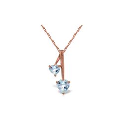 Genuine 1.40 ctw Aquamarine Necklace 14KT Rose Gold - REF-27A8K