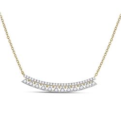 Womens Round Diamond Curved Bar Necklace 1/2 Cttw 14kt Yellow Gold - REF-43Y5N