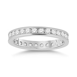 Womens Round Diamond Eternity Wedding Band 1 Cttw 14kt White Gold - REF-76Y5N