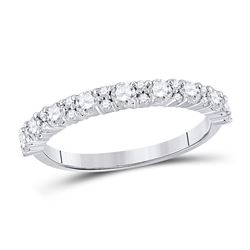 Womens Round Diamond Single Row Band Ring 3/4 Cttw 10kt White Gold - REF-43M5H