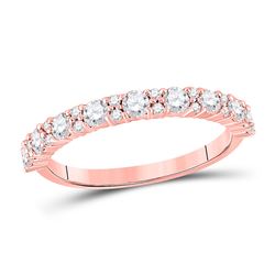 Womens Round Diamond Single Row Band Ring 3/4 Cttw 10kt Rose Gold - REF-43F5W