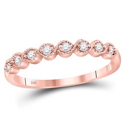 Womens Round Diamond Stackable Band Ring 1/10 Cttw 10kt Rose Gold - REF-12N9F