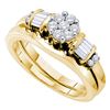 Image 1 : Round Diamond Cluster Bridal Wedding Ring Band Set 1/2 Cttw 14kt Yellow Gold - REF-49H5R