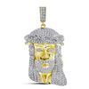 Image 1 : Mens Round Diamond Jesus Face Charm Pendant 1-1/4 Cttw 10kt Yellow Gold - REF-65M5H