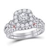 Image 1 : Round Diamond Bridal Wedding Ring Band Set 1-1/2 Cttw 14kt Two-tone Gold - REF-129K9Y