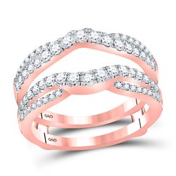 Womens Round Diamond Wedding Wrap Ring Guard Enhancer 5/8 Cttw 14kt Rose Gold - REF-63R9X