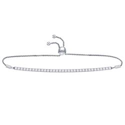 Womens Round Diamond Classic Bolo Bracelet 4 Cttw 14kt White Gold - REF-329N5F