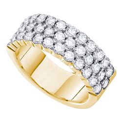 Womens Round Diamond 3-row Wedding Anniversary Band 2 Cttw 14k Yellow Gold - REF-153H5R