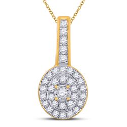 Womens Round Diamond Fashion Pendant 1/3 Cttw 10kt Yellow Gold - REF-20F5W