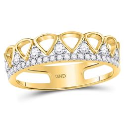 Womens Round Diamond Triangle Band Ring 1/3 Cttw 14kt Yellow Gold - REF-27R9X