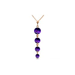 Genuine 3.9 ctw Amethyst Necklace 14KT Rose Gold - REF-23M2T