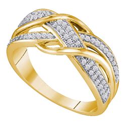 Womens Round Diamond Crossover Band Ring 1/5 Cttw 10kt Yellow Gold - REF-18Y5N