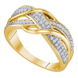 Womens Round Diamond Crossover Band Ring 1/5 Cttw 10kt Yellow Gold - REF-18Y5N