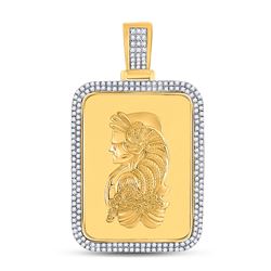 Mens Round Diamond Dog Tag Charm Pendant 5/8 Cttw 10kt Yellow Gold - REF-58K9Y