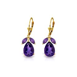 Genuine 13 ctw Amethyst Earrings 14KT Yellow Gold - REF-61W2Y