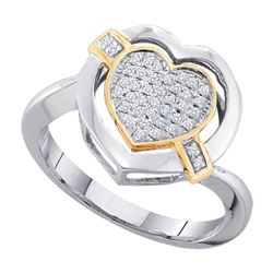 Womens Round Diamond Heart Ring 1/6 Cttw 10kt White Gold - REF-15X5A