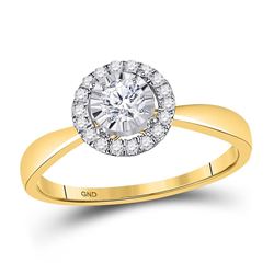 Round Diamond Halo Bridal Wedding Engagement Ring 1/3 Cttw 14kt Yellow Gold - REF-37H9R