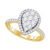 Image 1 : Round Diamond Teardrop Bridal Wedding Engagement Ring 1 Cttw 14kt Yellow Gold - REF-94A5M