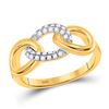 Image 1 : Womens Round Diamond Linked Oval Ring 1/5 Cttw 10kt Yellow Gold - REF-22X5A