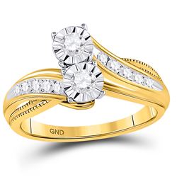 Round Diamond 2-stone Bridal Wedding Engagement Ring 1/2 Cttw 14kt Yellow Gold - REF-57M5H