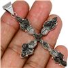 Image 4 : Meteorite & Herkimer Diamond Sterling Silver Cross Pendant