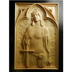 Ukranian Carved Wooden Plaque, Lady Warrior